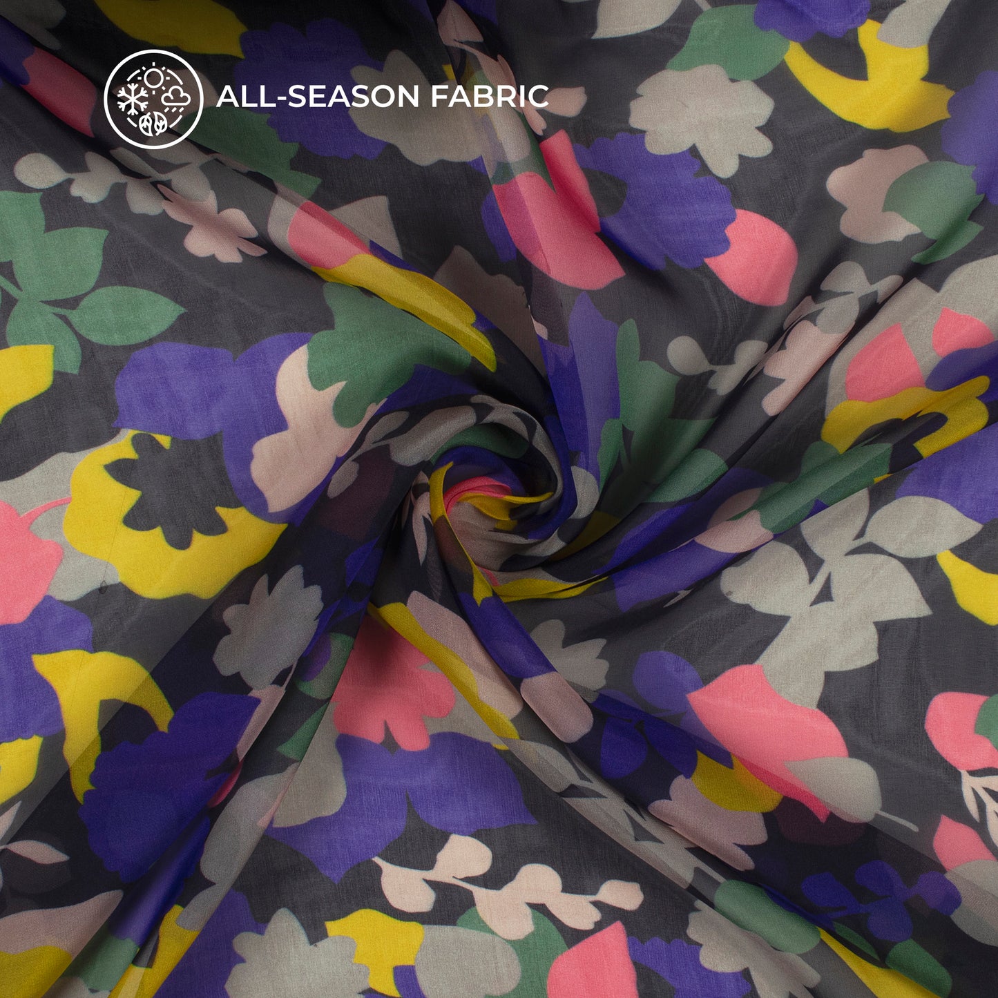 Stylish Multi-Color Floral Digital Print Pure Organza Fabric