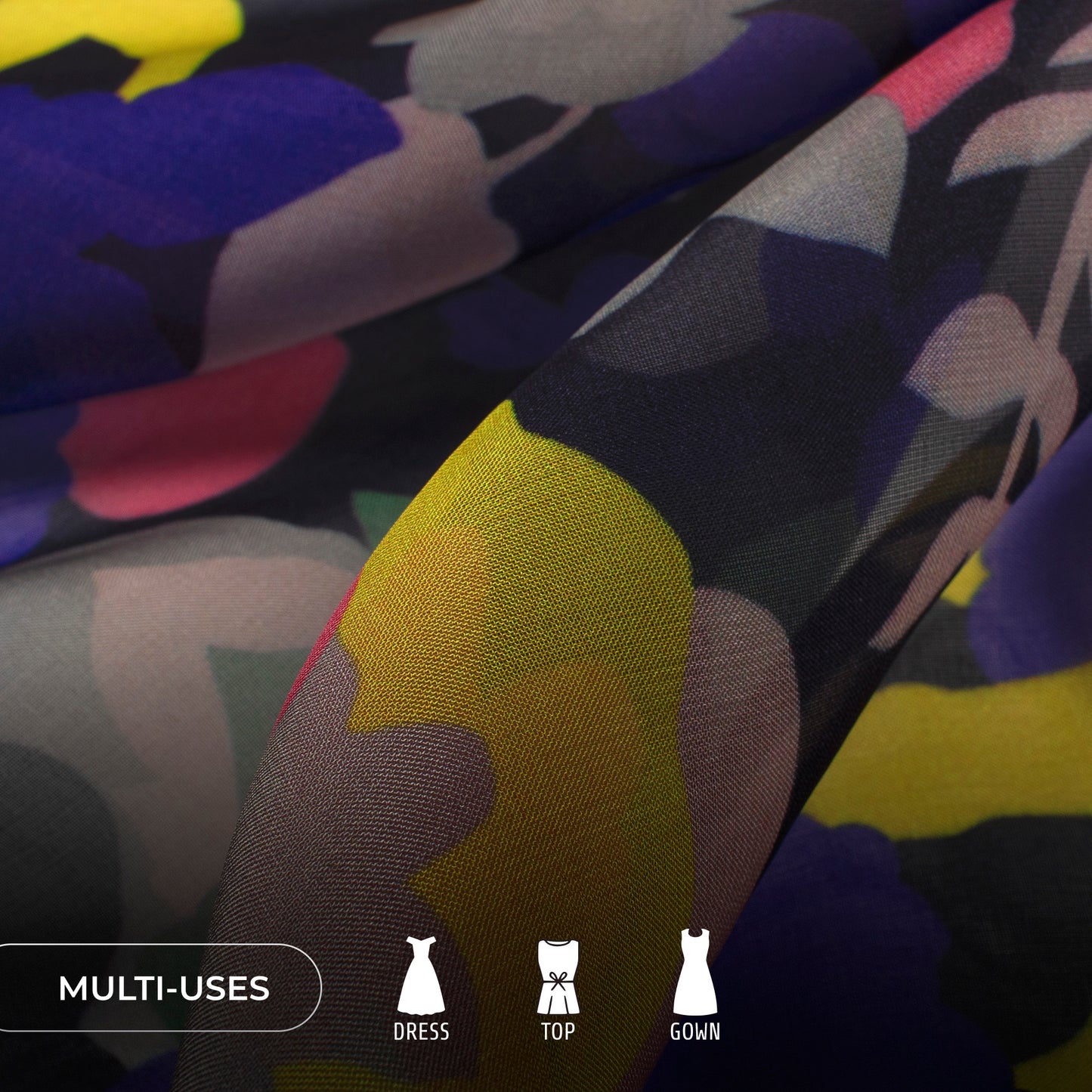 Stylish Multi-Color Floral Digital Print Pure Organza Fabric
