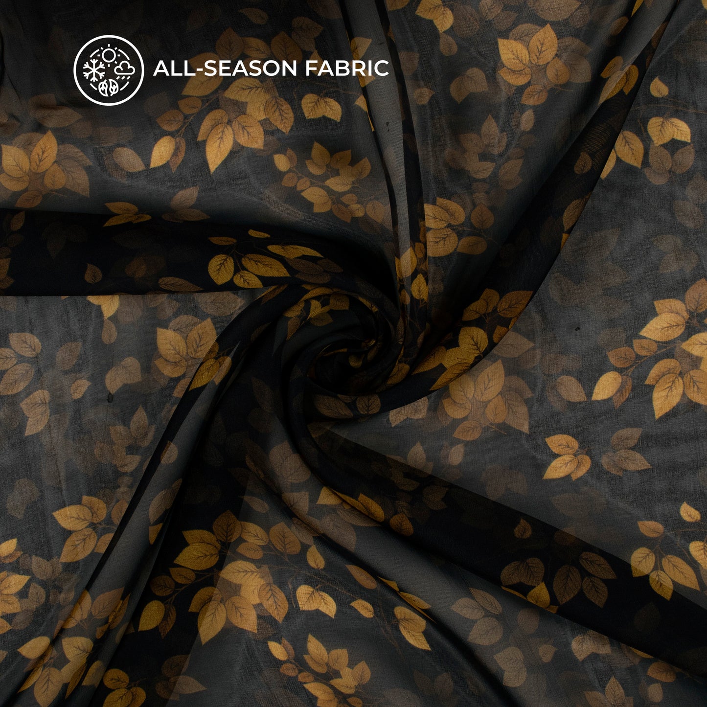 Trendy Leafage Digital Print Pure Organza Fabric