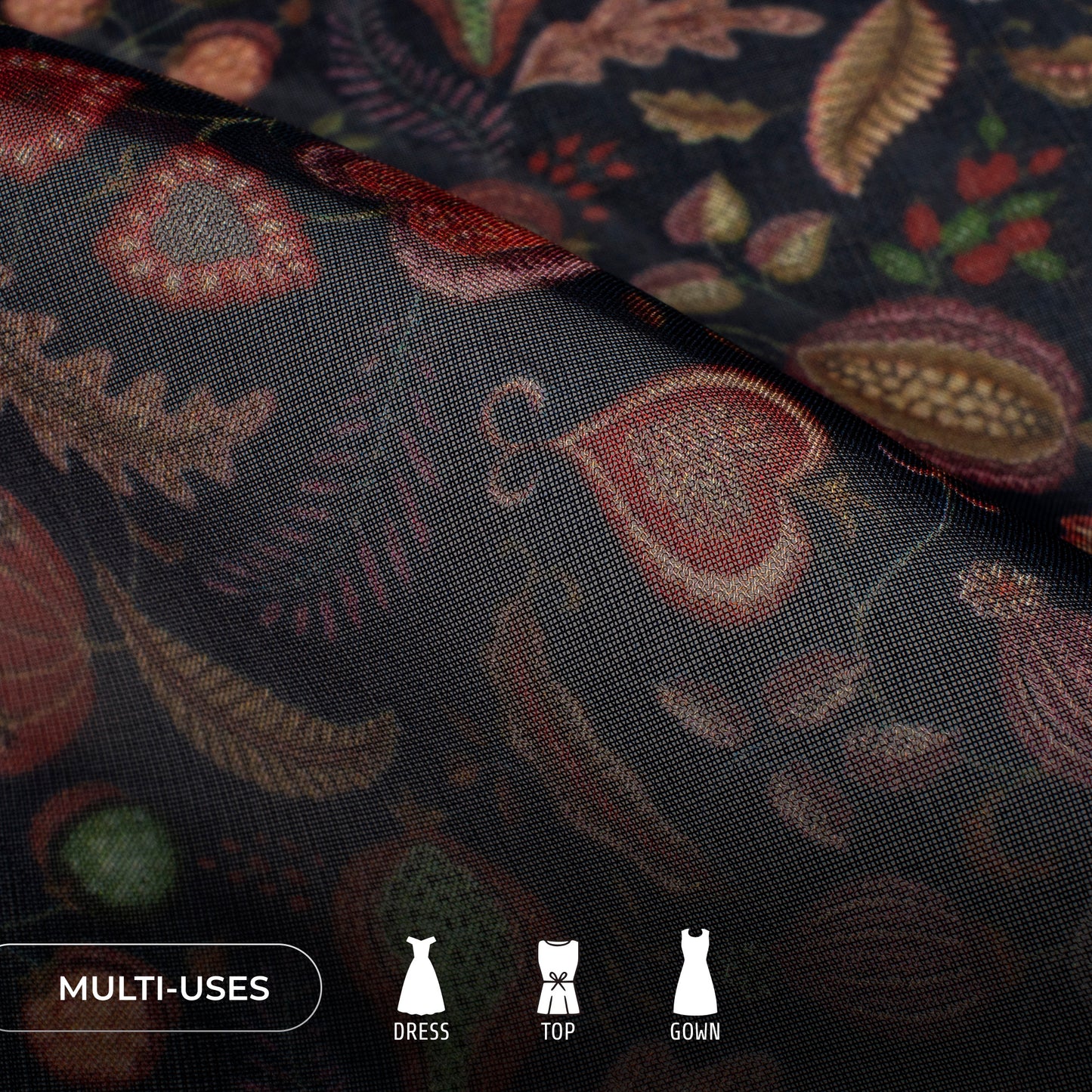 Beautiful Floral Digital Print Pure Organza Fabric