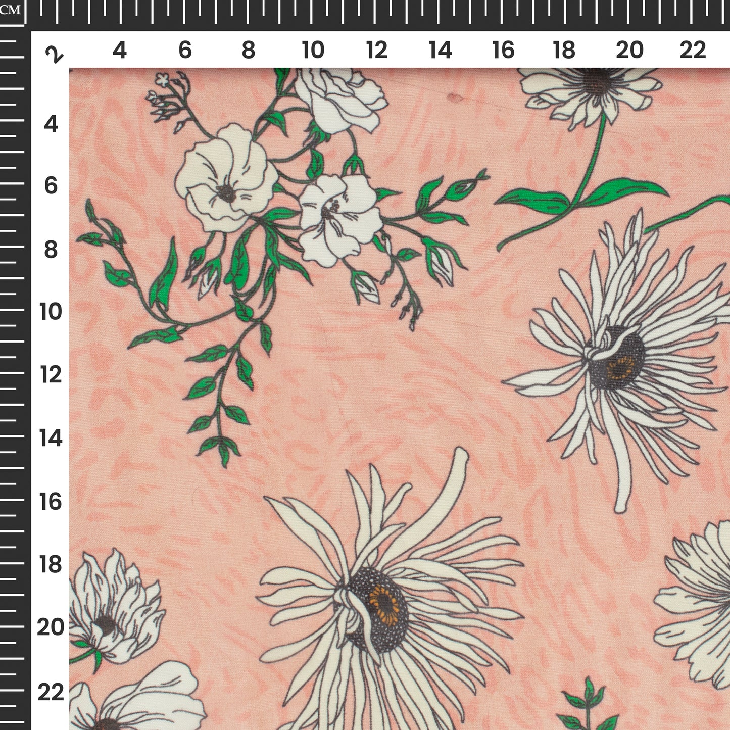 Classy White Floral Digital Print Pure Organza Fabric