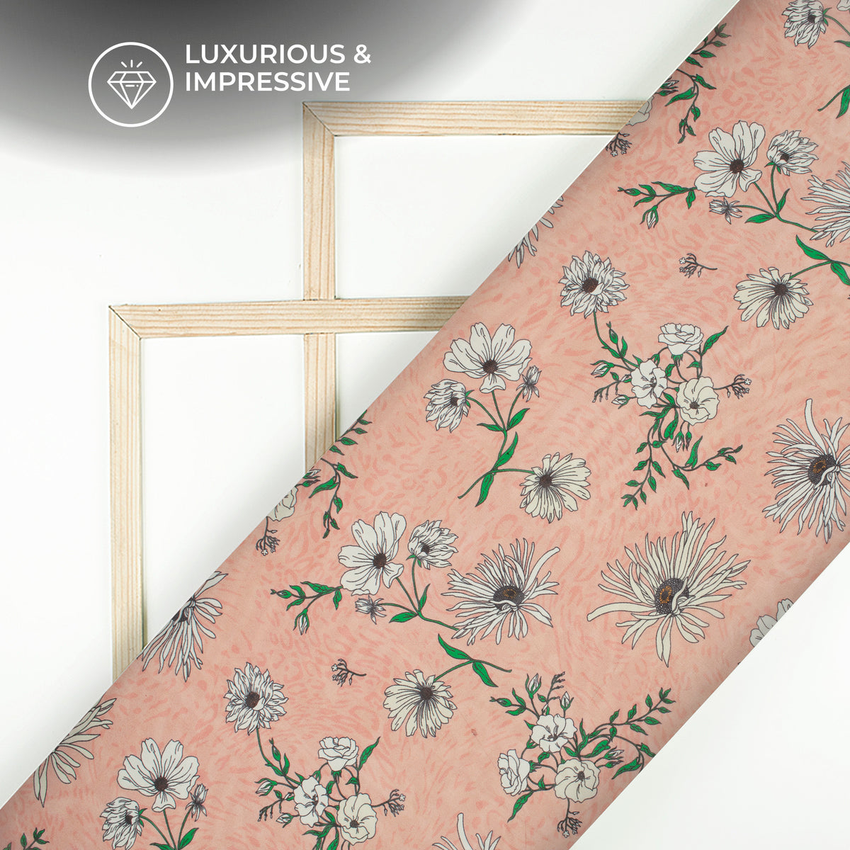 Classy White Floral Digital Print Pure Organza Fabric