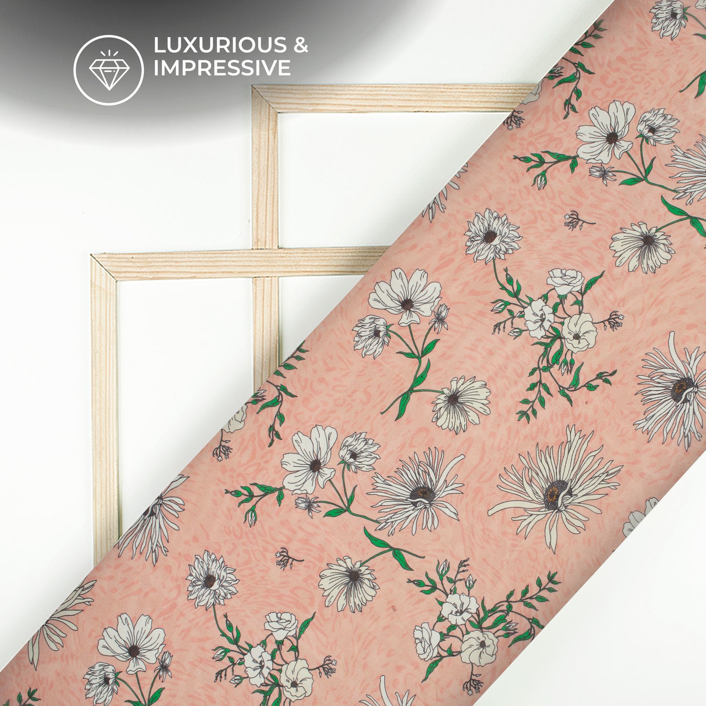 Classy White Floral Digital Print Pure Organza Fabric