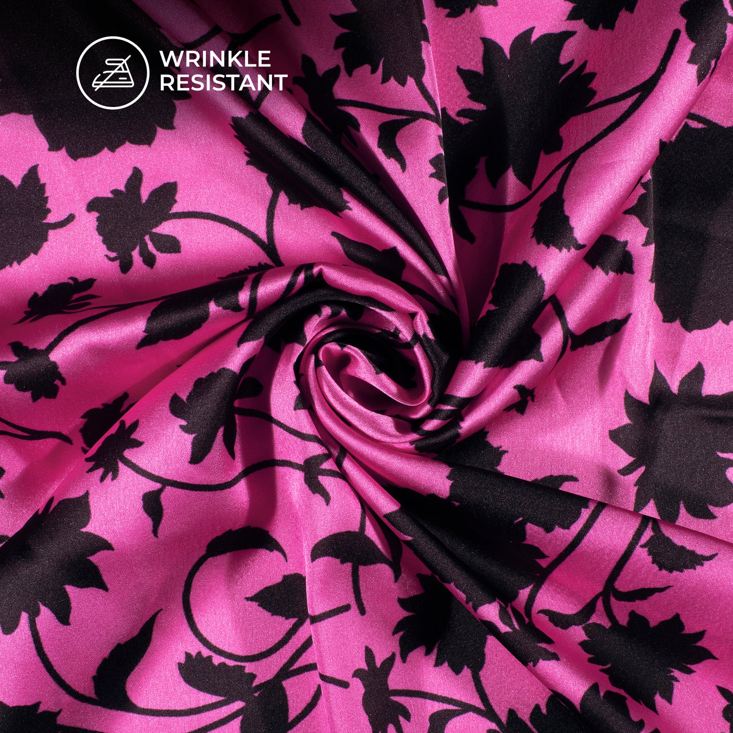 Stylish Pink Floral Digital Print Japan Satin Fabric