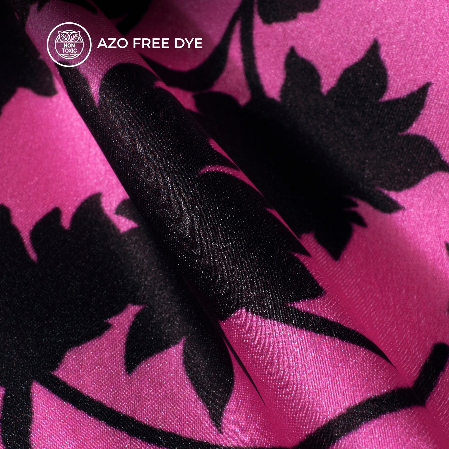 Stylish Pink Floral Digital Print Japan Satin Fabric