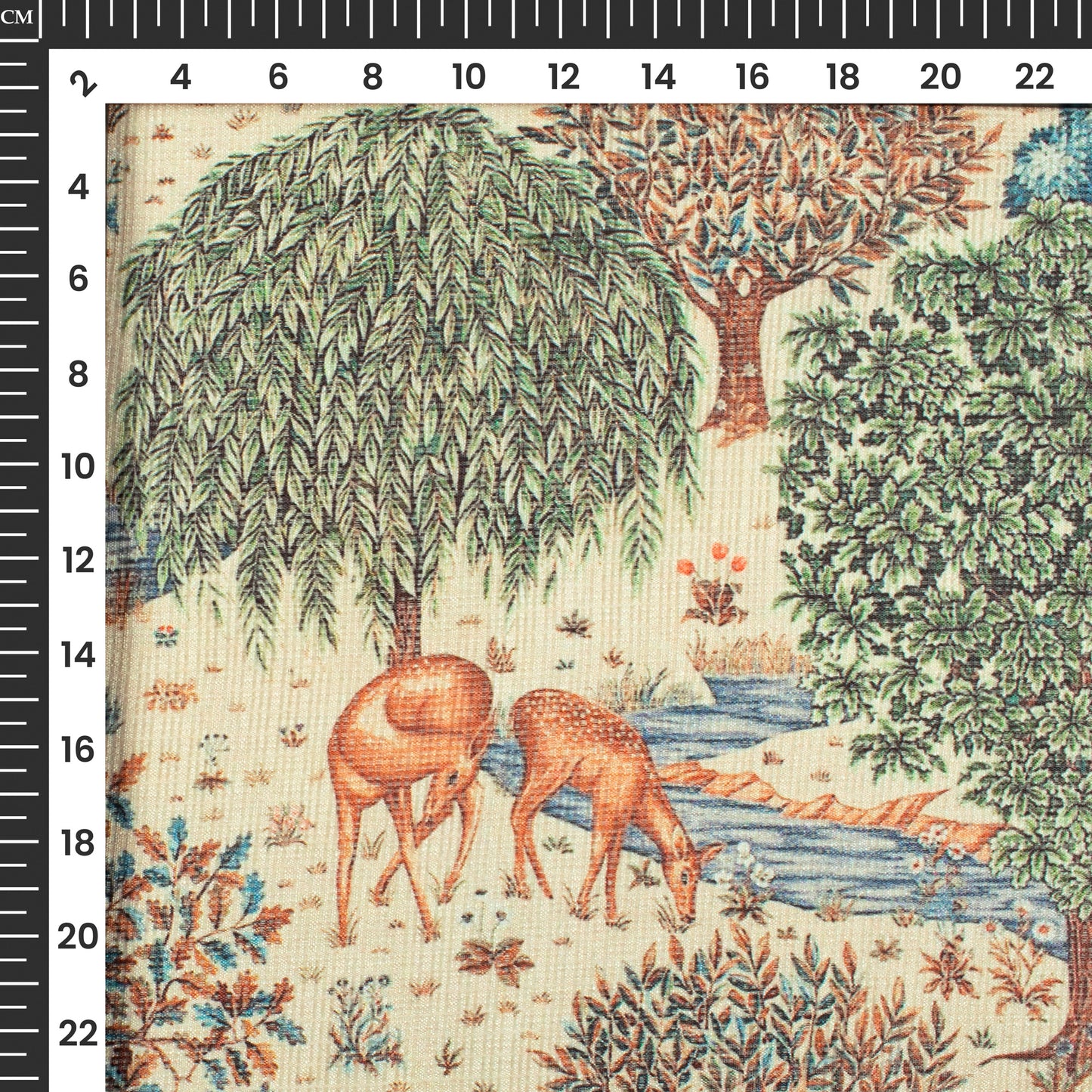 Green And Cream Madhuvanii Printed Kota Doria Fabric