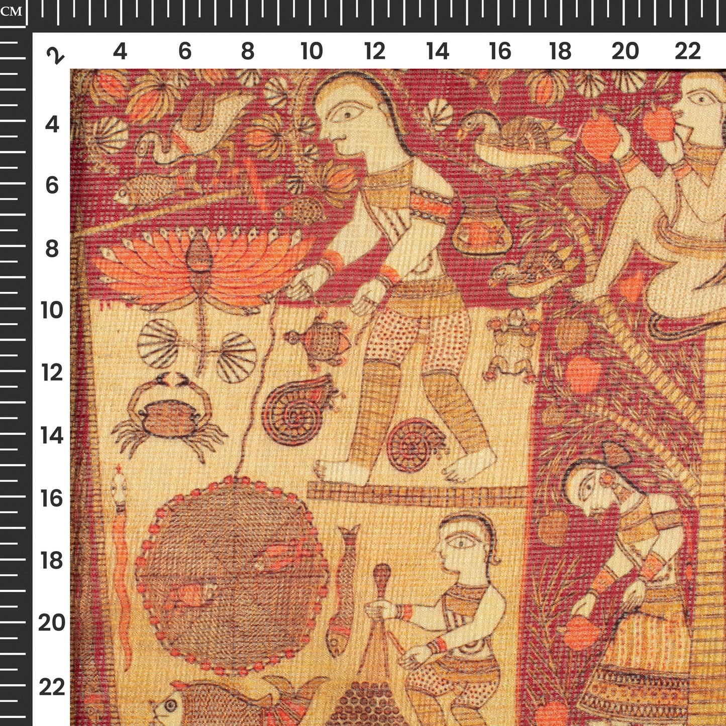 Maroon Madhuvanii Printed Kota Doria Fabric