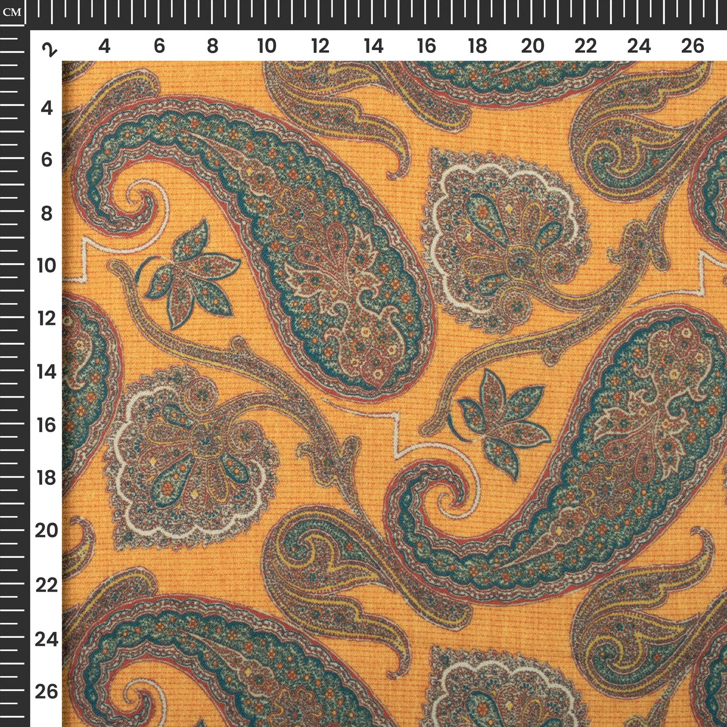 Lovely Paisley  Digital Print Moss Crepe Fabric