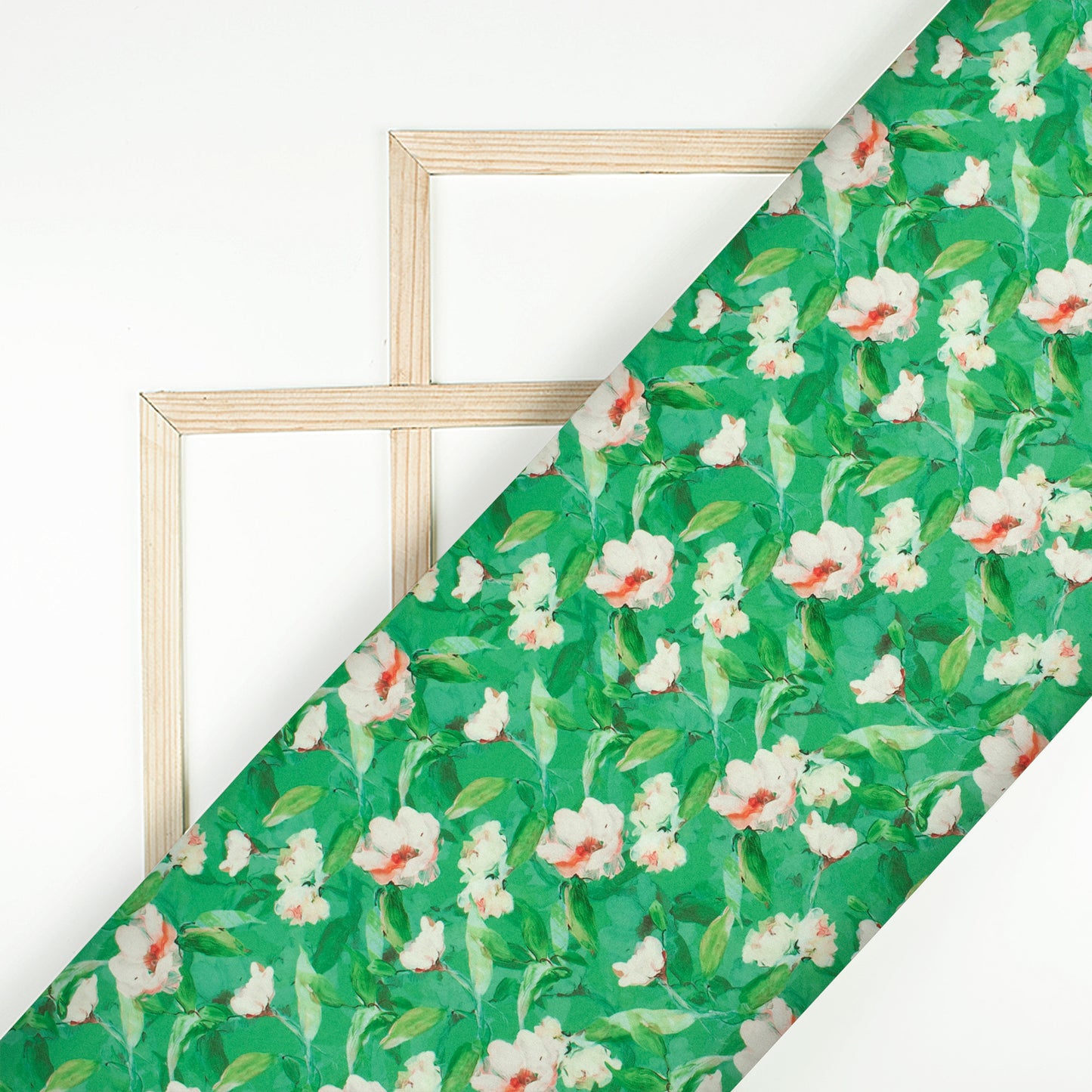 Emerald Floral Digital Print Butter Crepe Fabric