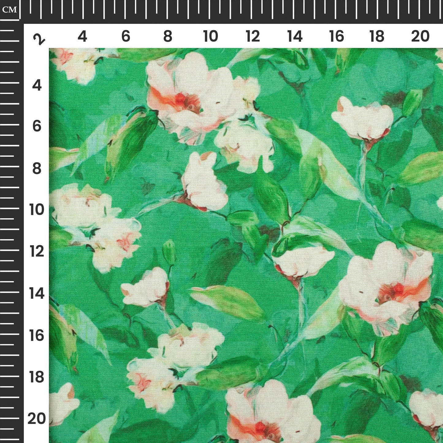 Emerald Floral Digital Print Butter Crepe Fabric