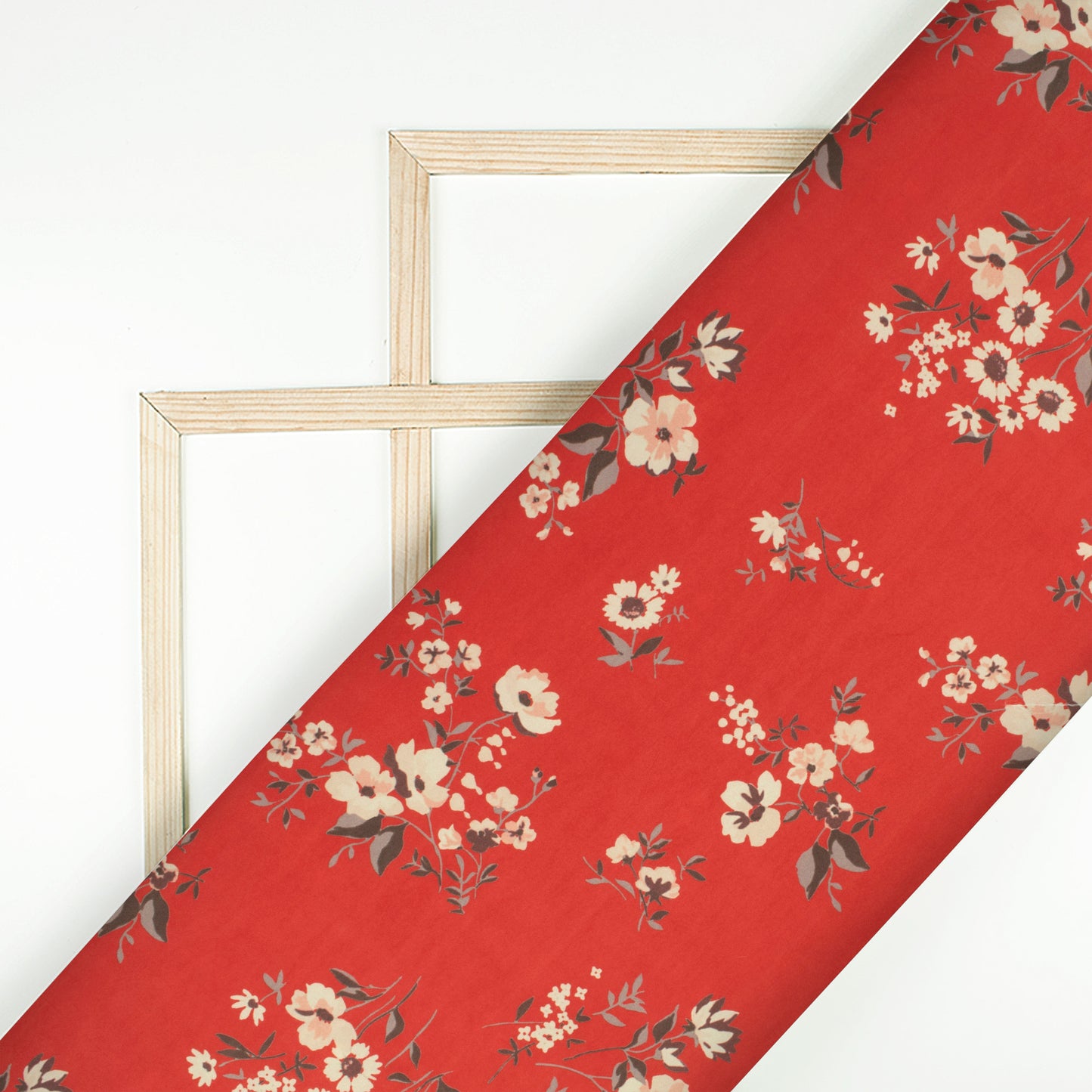 Scarlet Floral Digital Print Butter Crepe Fabric