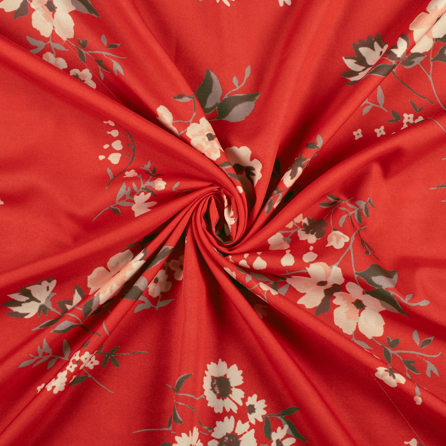 Scarlet Floral Digital Print Butter Crepe Fabric