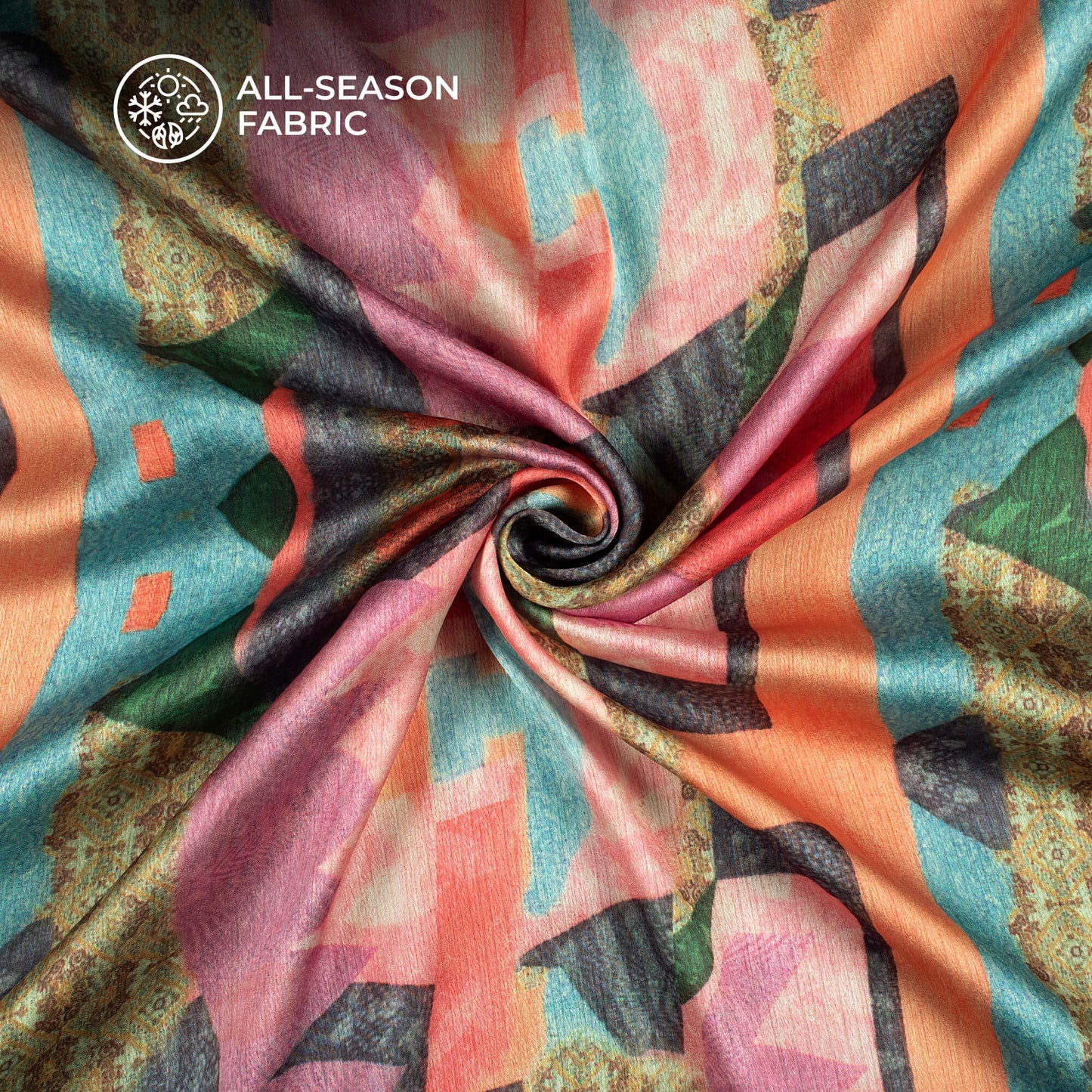 Impressive Quirky Digital Print Chiffon Satin Fabric