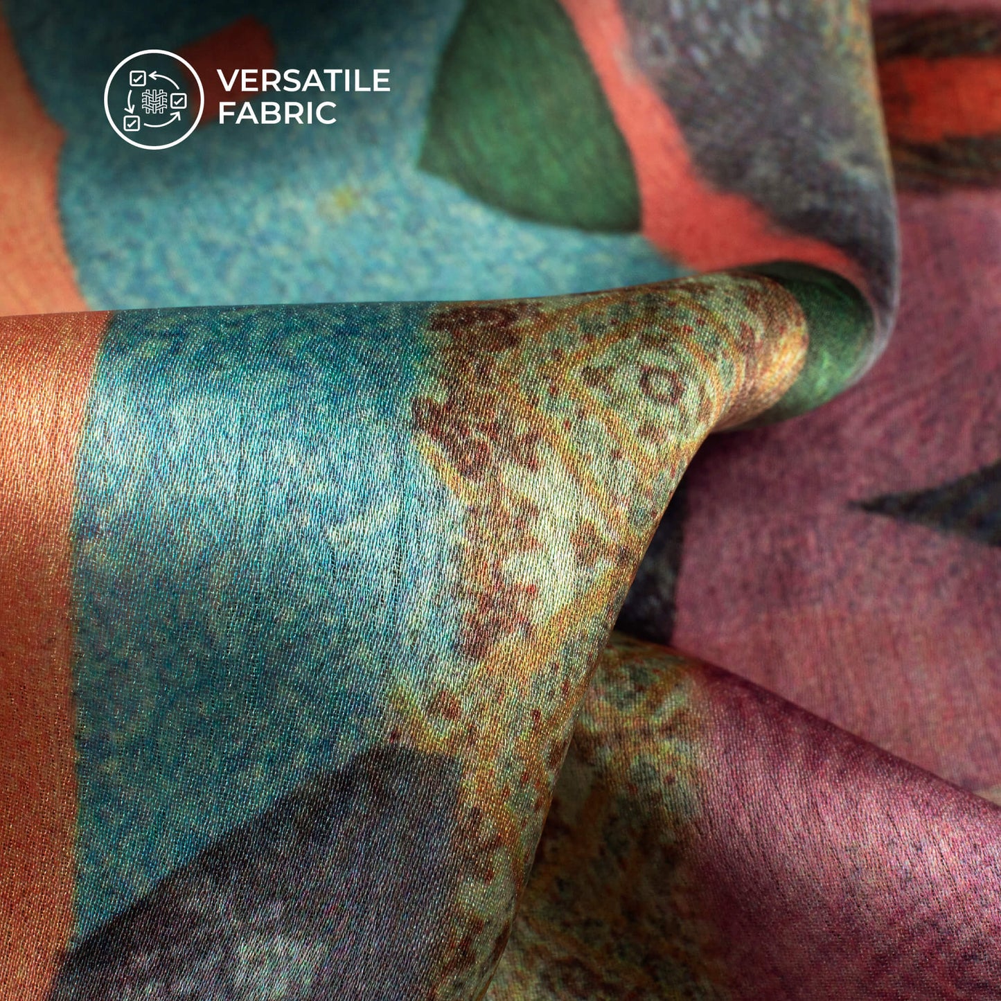 Impressive Quirky Digital Print Chiffon Satin Fabric