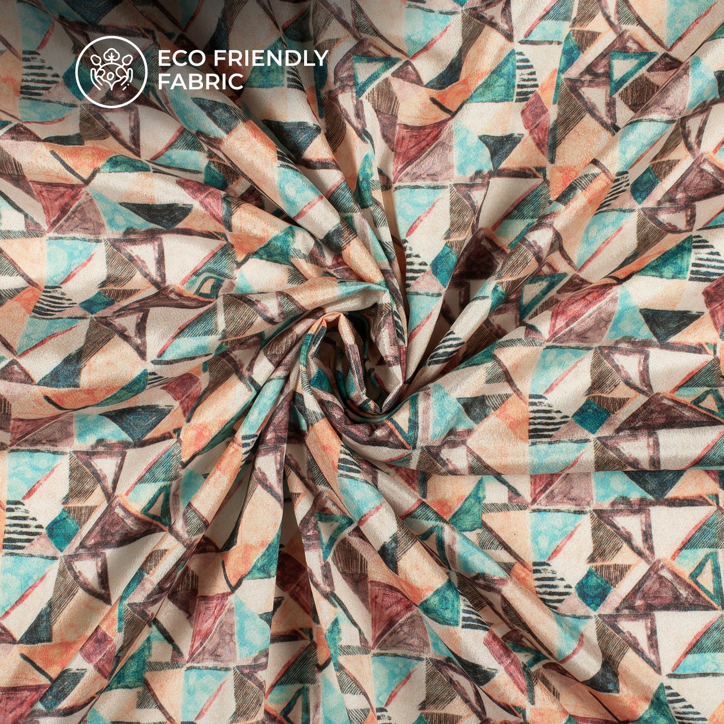 Trendy Geometric Digital Print Crepe Silk Fabric