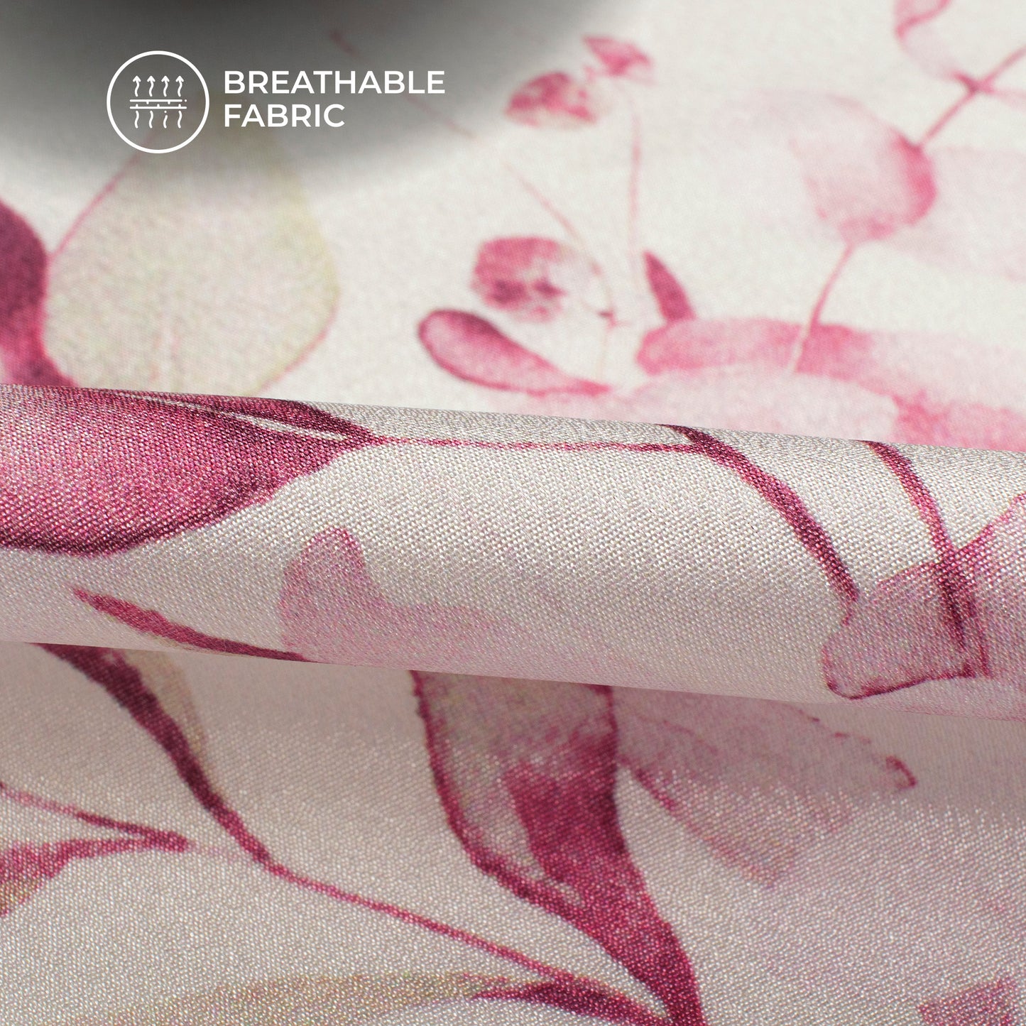 Stylish Pink Floral Digital Print Crepe Silk Fabric