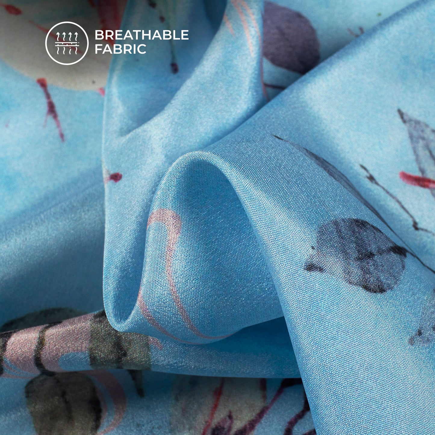 Trendy Leafage Digital Print Crepe Silk Fabric