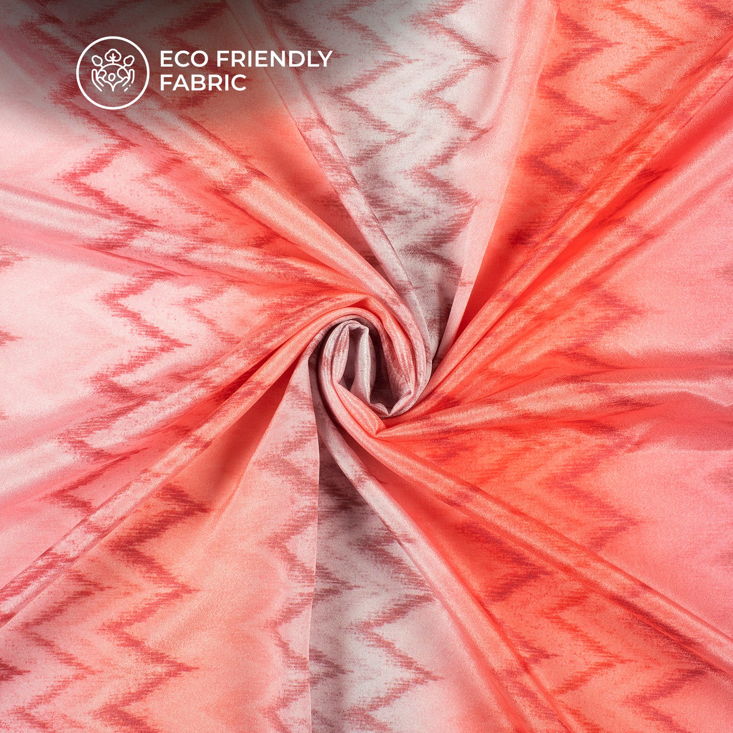 Lovely Pink Chevron Digital Print Crepe Silk Fabric