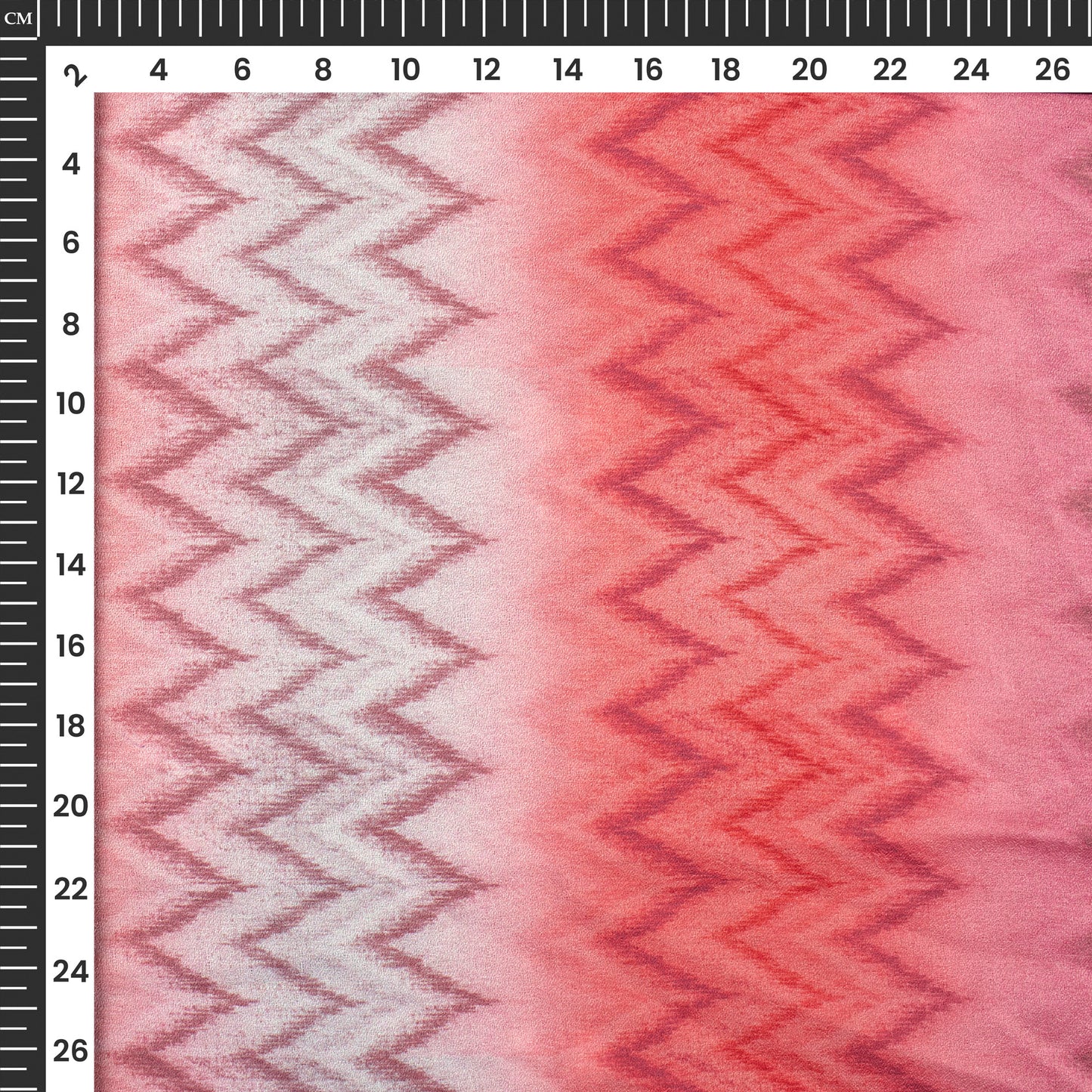 Peach And Brown Chevron Digital Print Moss Crepe Fabric