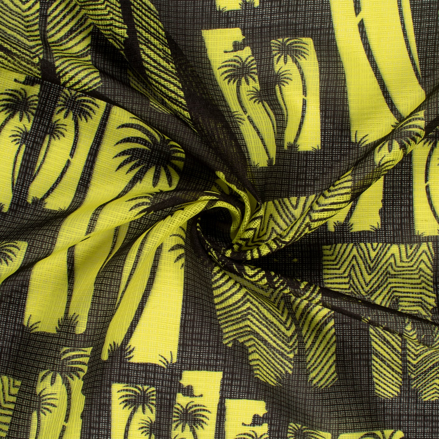 Exclusive Black Tropical Digital Print Kota Doria Fabric