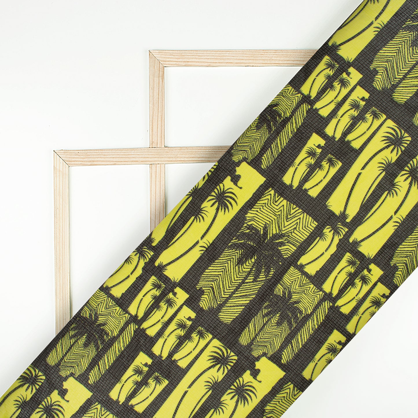 Exclusive Black Tropical Digital Print Kota Doria Fabric