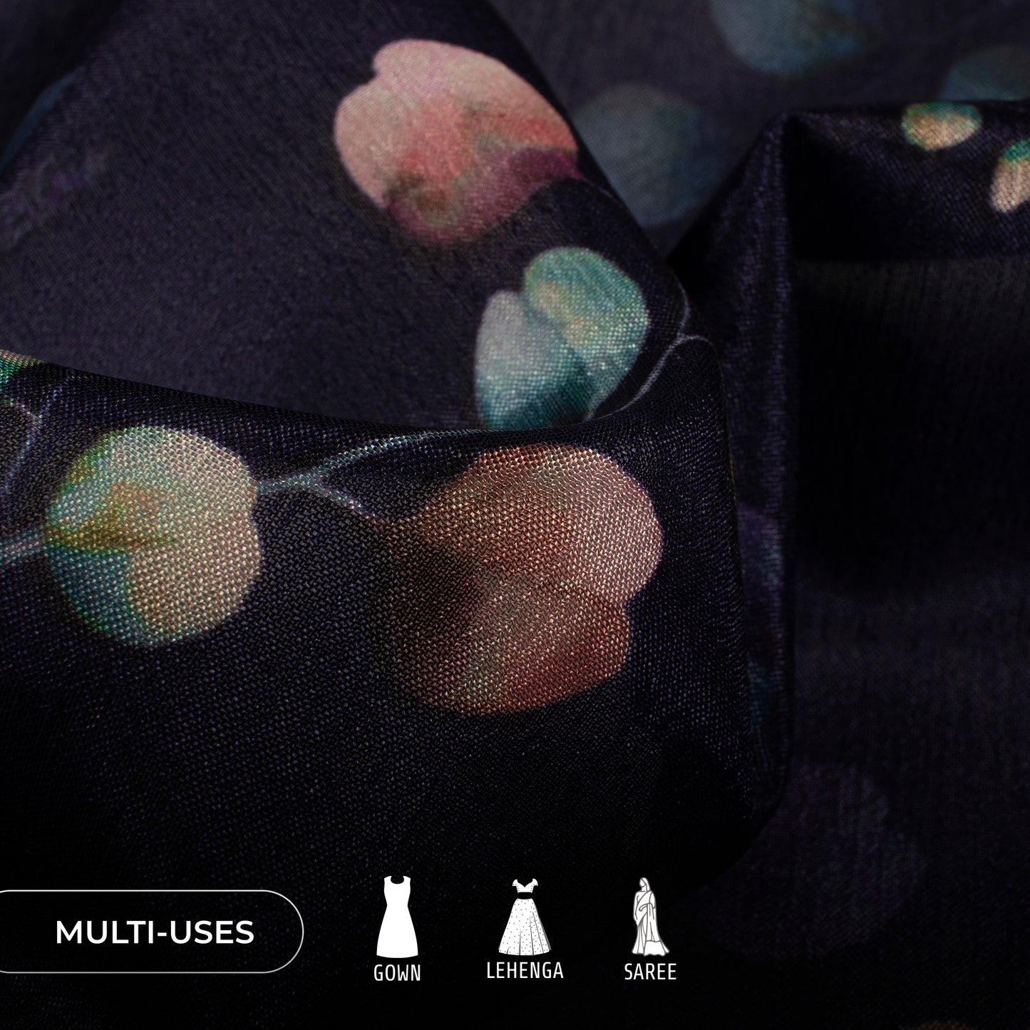 Sniffy Floral Digital Print Poly Chinnon Chiffon Fabric