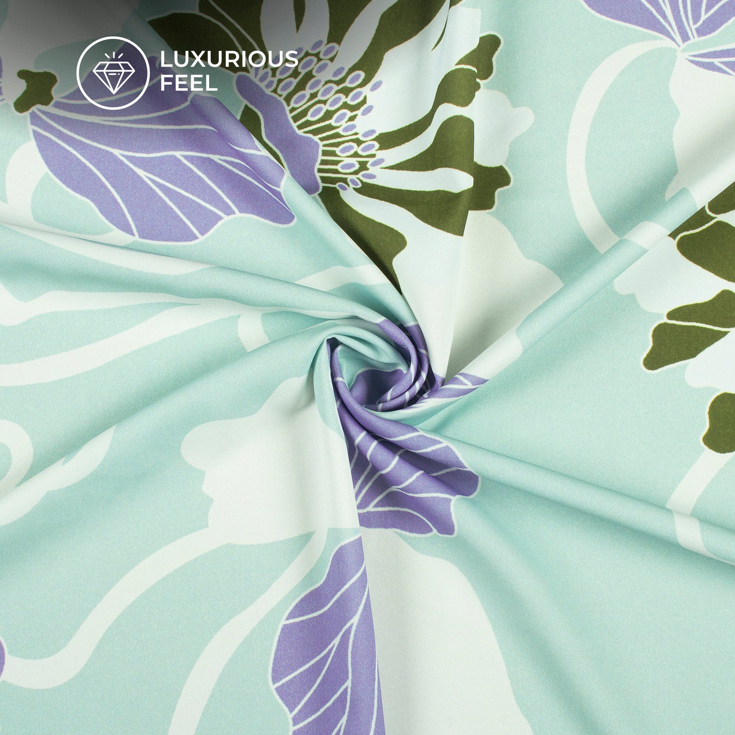 Stylish Purple Floral Digital Print Imported Satin Fabric