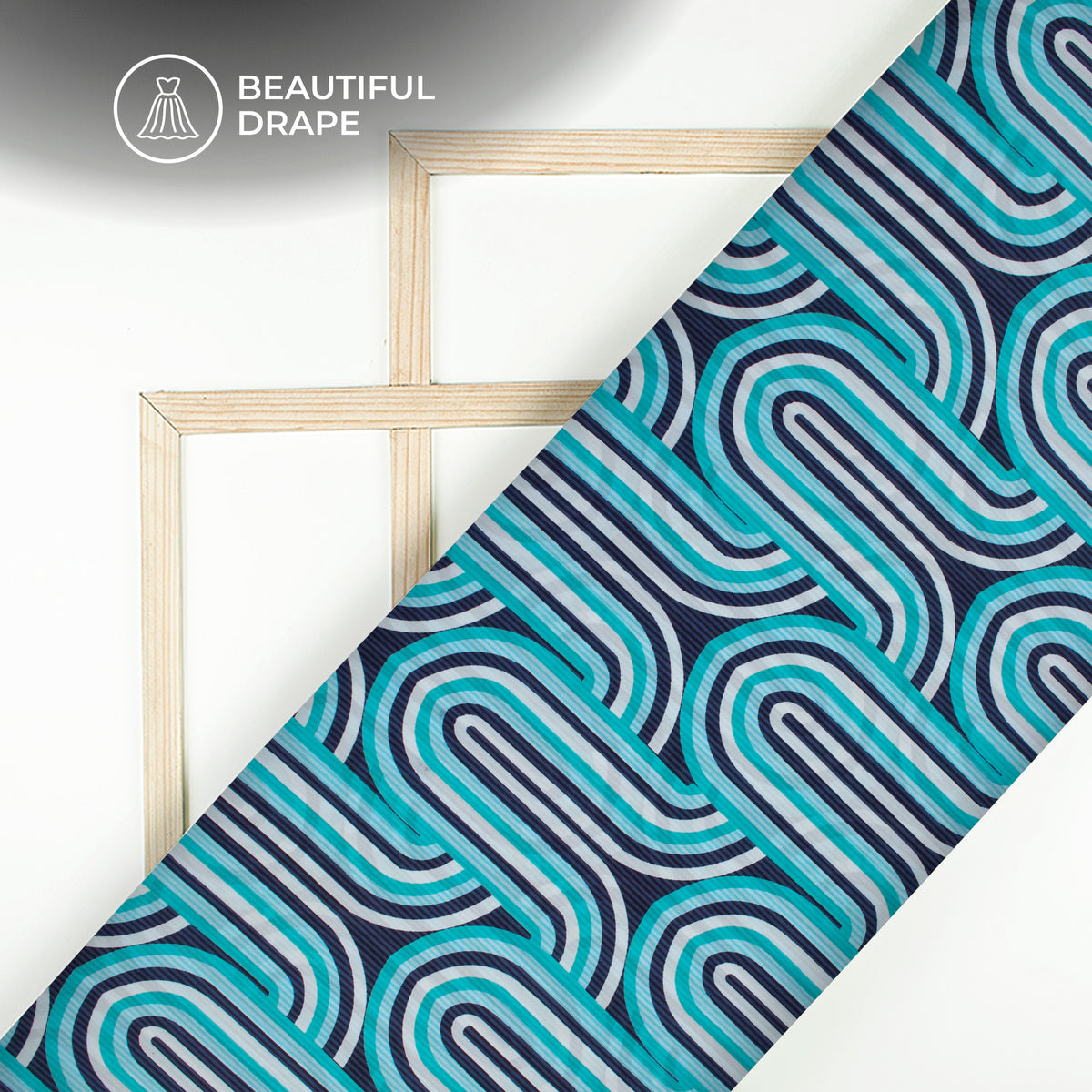 Smart Geometric Digital Print Imported Satin Fabric