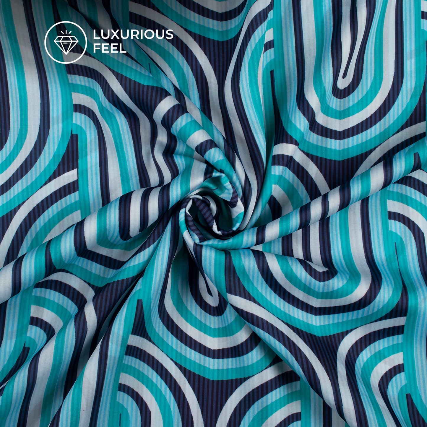 Smart Geometric Digital Print Imported Satin Fabric