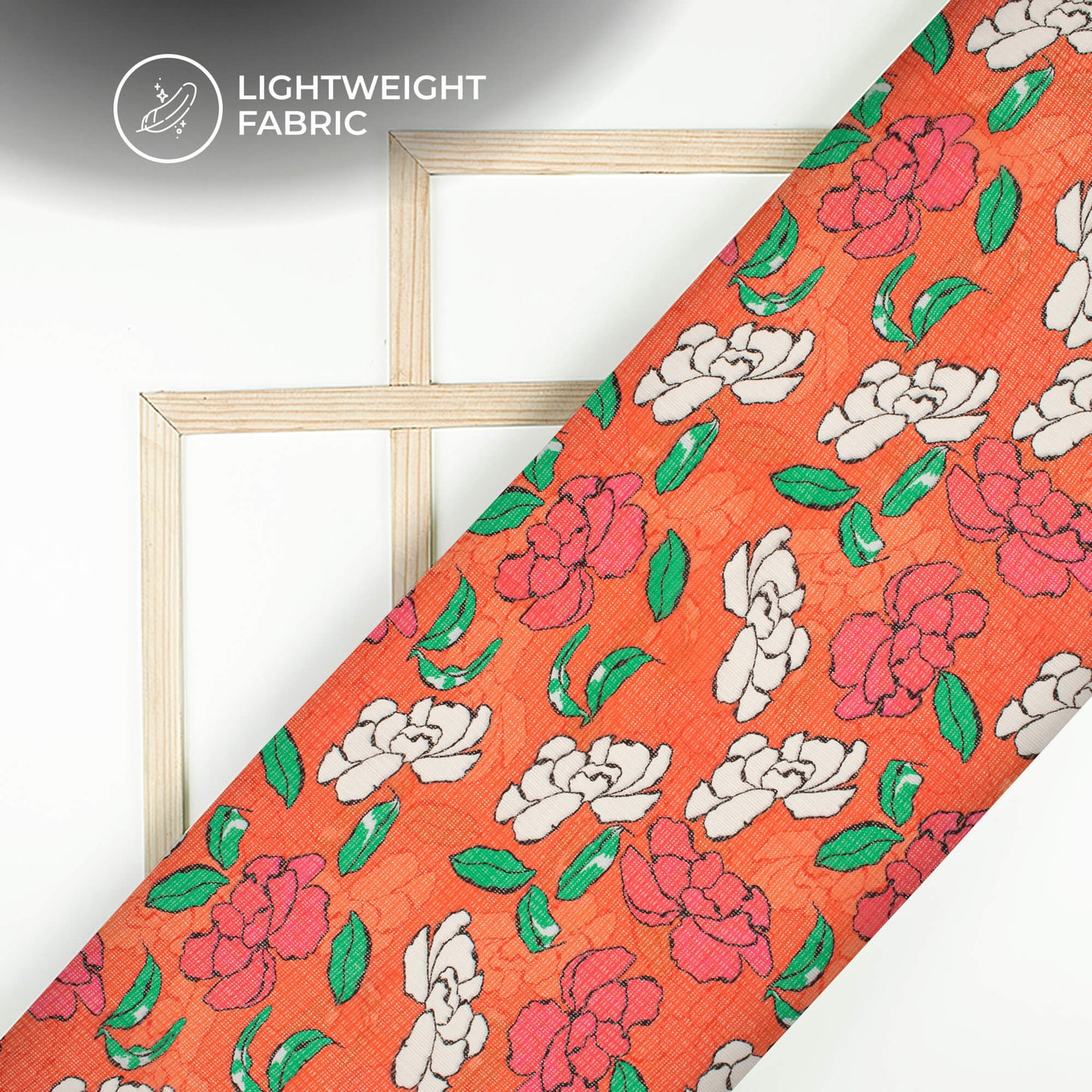 Glowing Red Floral Digital Print Kota Doria Fabric