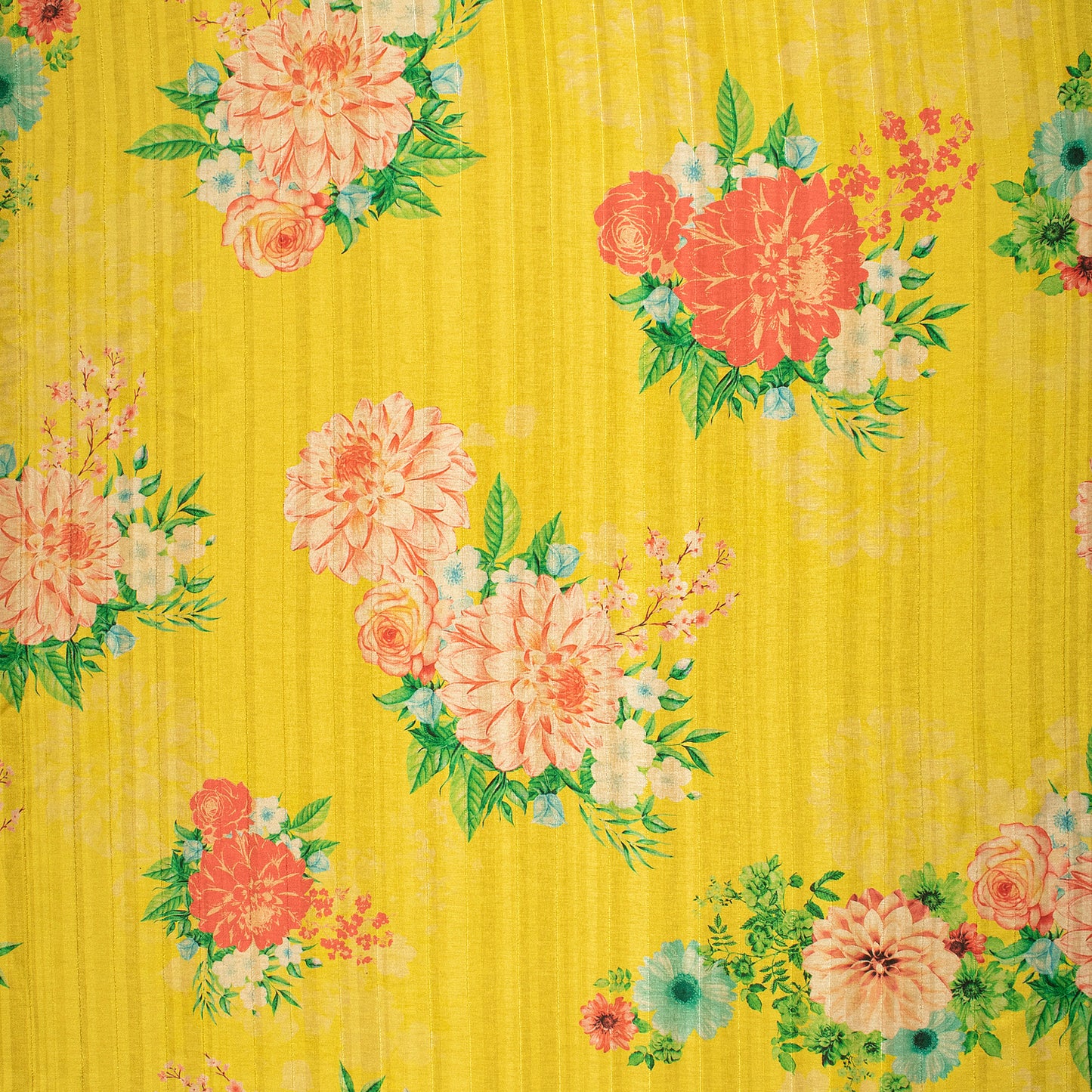 Lovely Floral Digital Print Art Tusser Silk Fabric