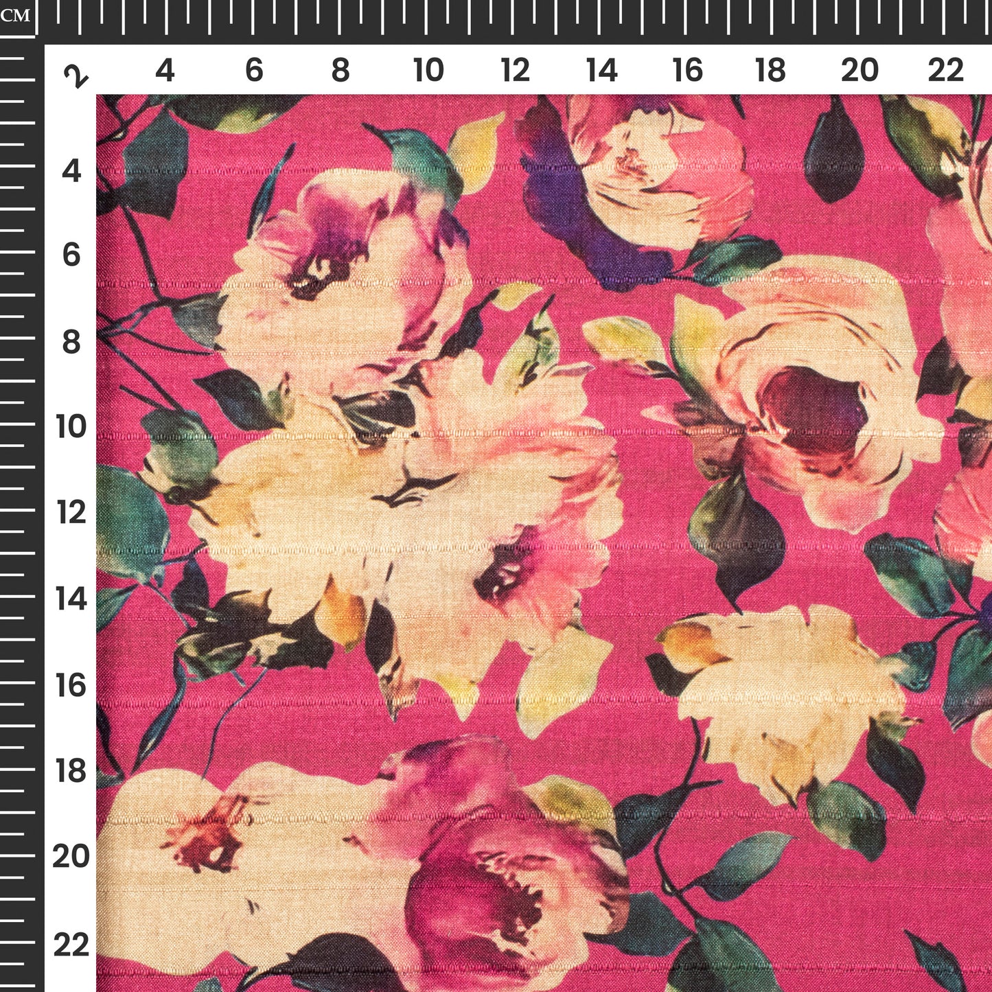 Trendy Pink Floral Digital Print Art Tusser Silk Fabric
