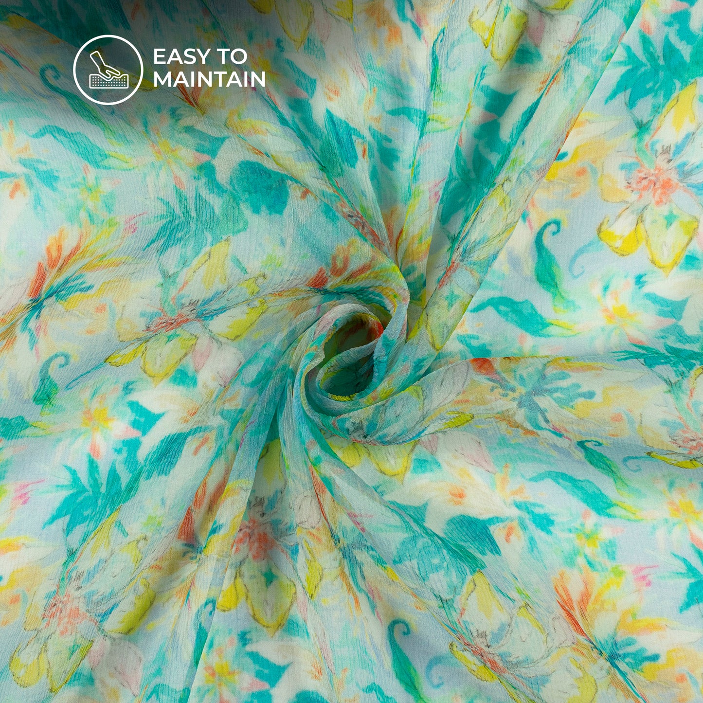 Stunning Floral Digital Print Bemberg Chiffon Fabric