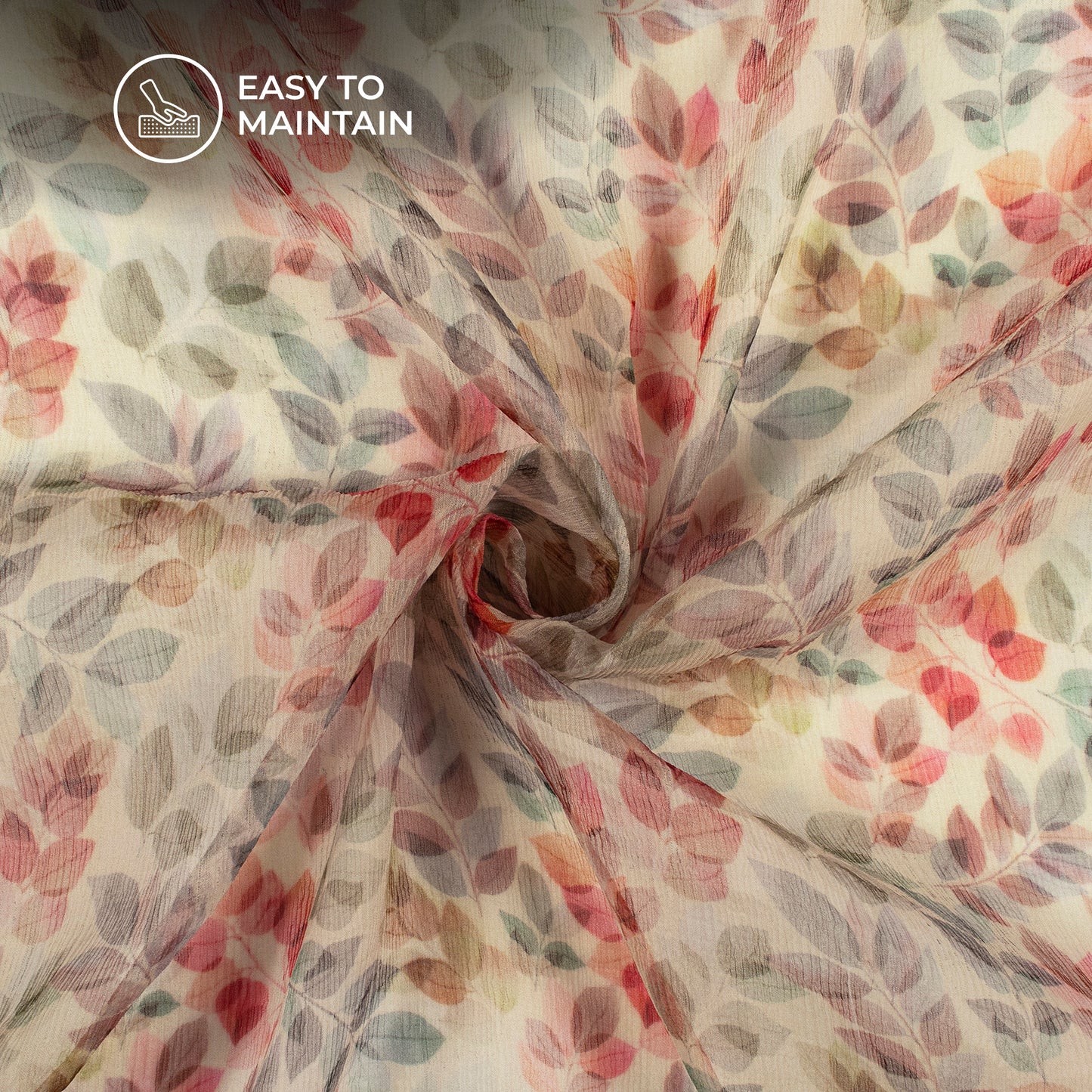 Trendy Leafage Digital Print Bemberg Chiffon Fabric