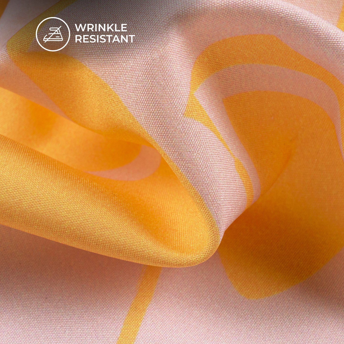 Flax Yellow Abstract Digital Print Butter Crepe Fabric
