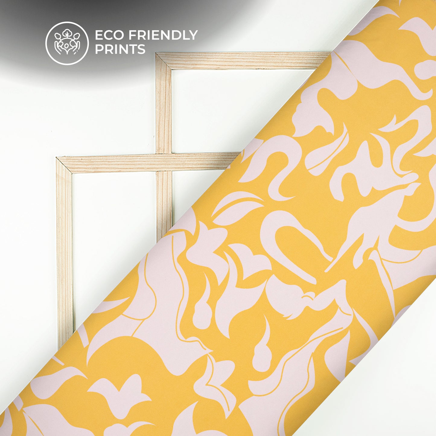 Flax Yellow Abstract Digital Print Butter Crepe Fabric