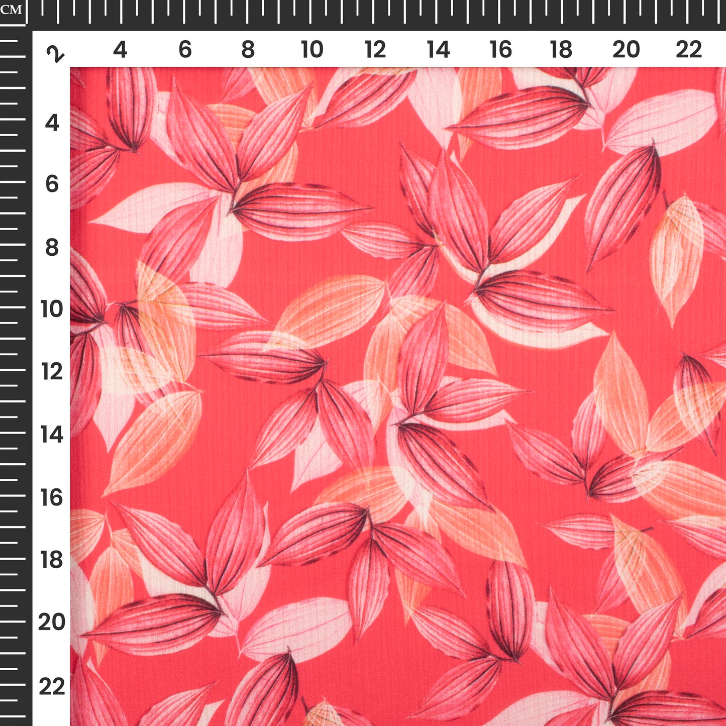 Stylish Leafage Digital Print Chiffon Satin Fabric