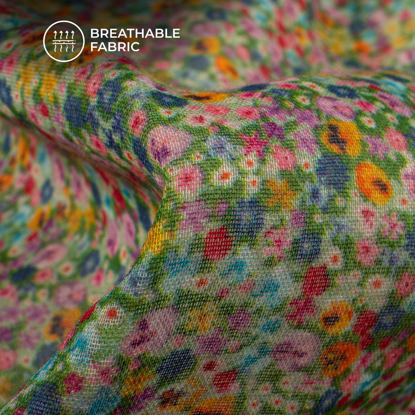 Multi-Color Floral Digital Print Pure Cotton Mulmul Fabric