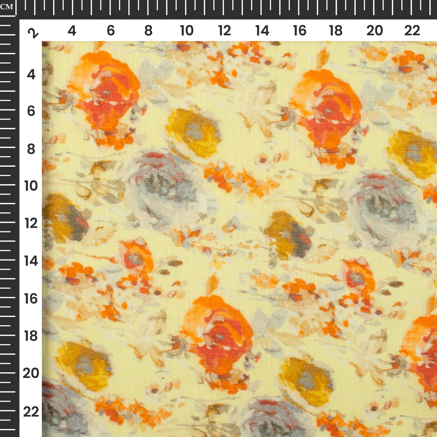 Pastel Yellow Floral Digital Print Pure Cotton Mulmul Fabric