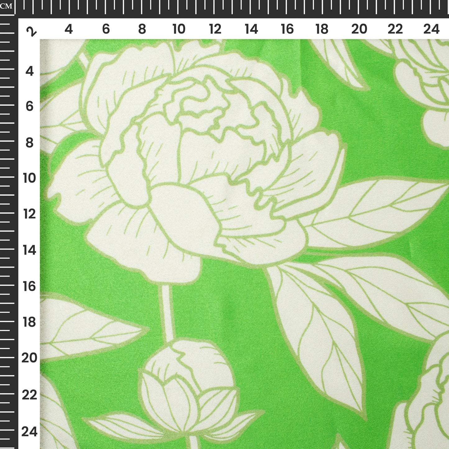 Attractive White Floral Digital Print Crepe Silk Fabric