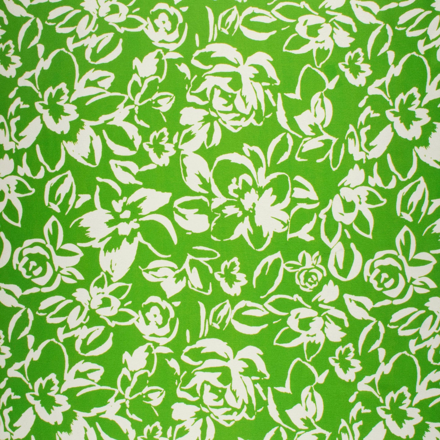 Stylish Green Floral Digital Print Japan Satin Fabric