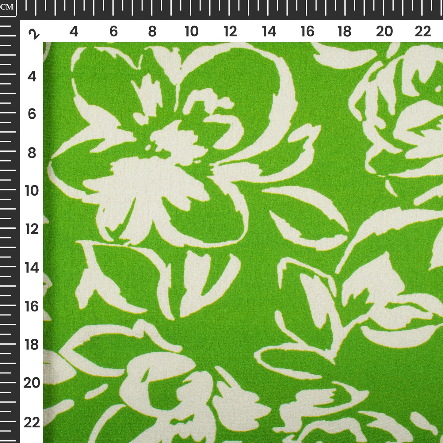 Stylish Green Floral Digital Print Japan Satin Fabric