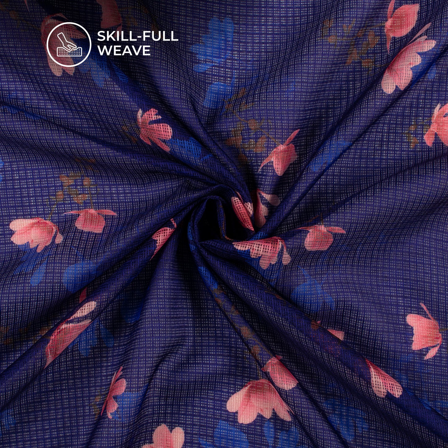 Royal Floral Digital Print Kota Doria Fabric