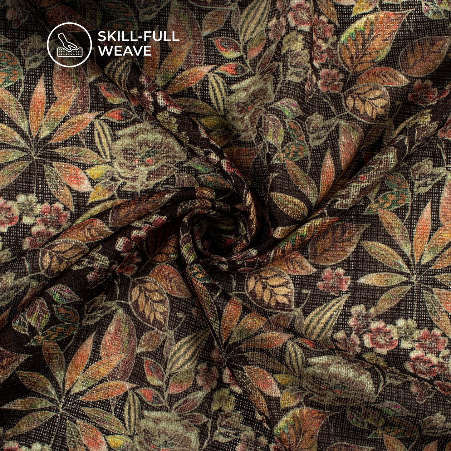 Vintage Floral Digital Print Kota Doria Fabric