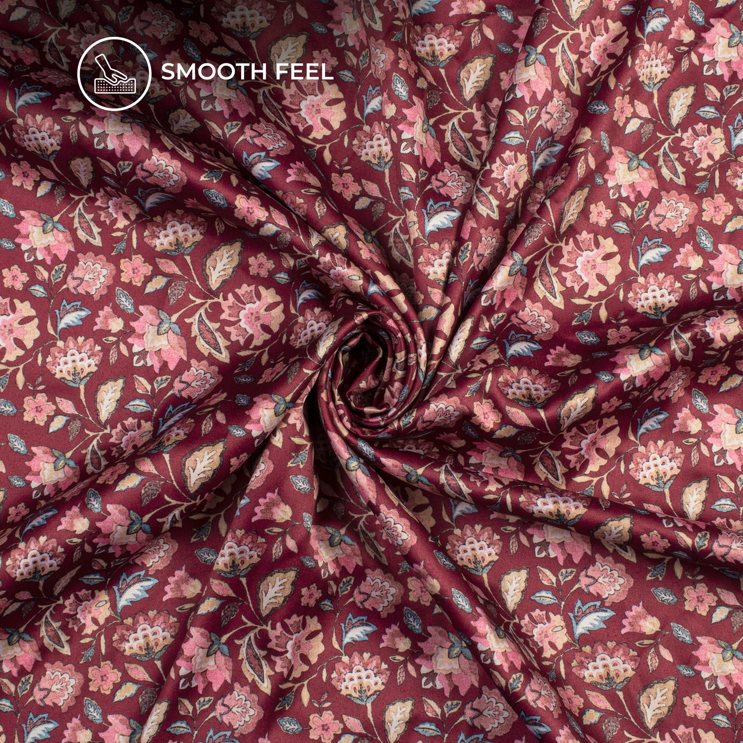 Exclusive Pink Floral Digital Print Charmeuse Satin Fabric (Width 58 Inches)