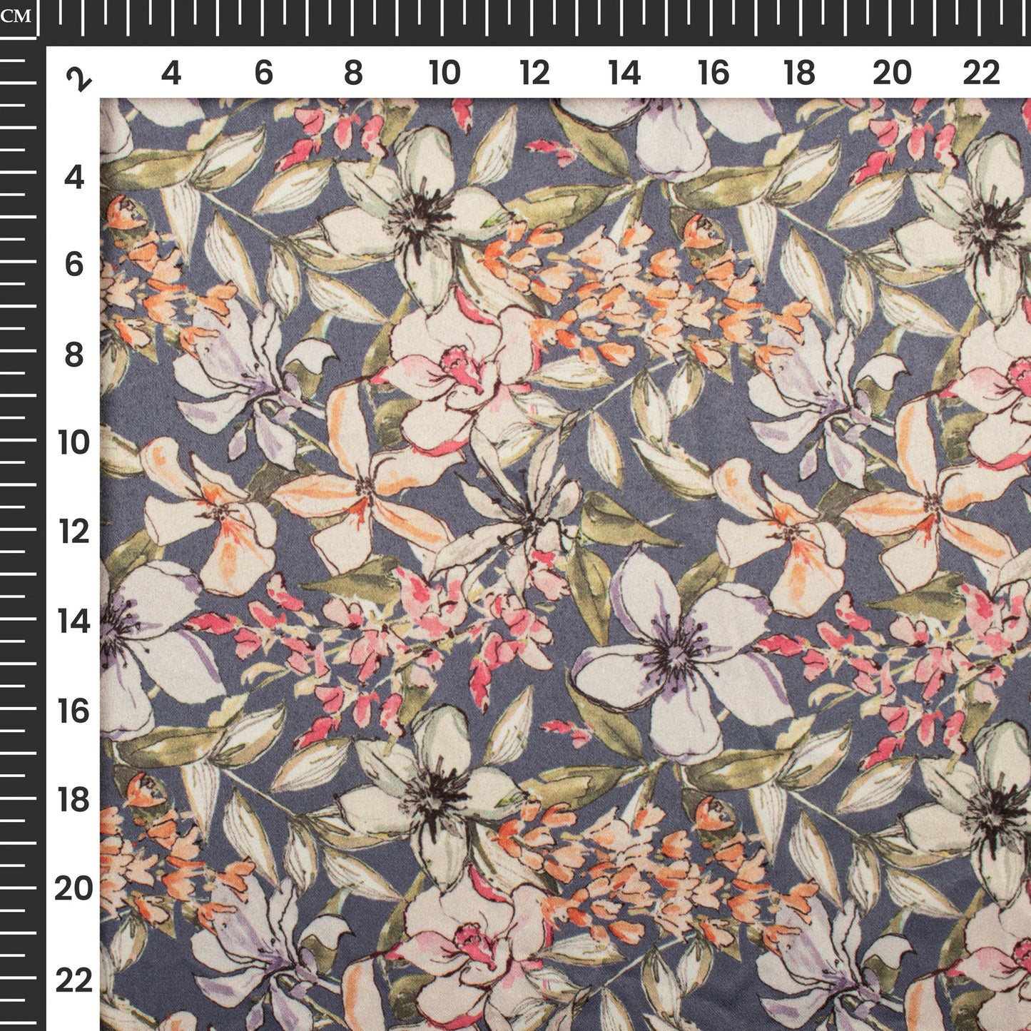 Botanical Floral Digital Print Charmeuse Satin Fabric (Width 58 Inches)