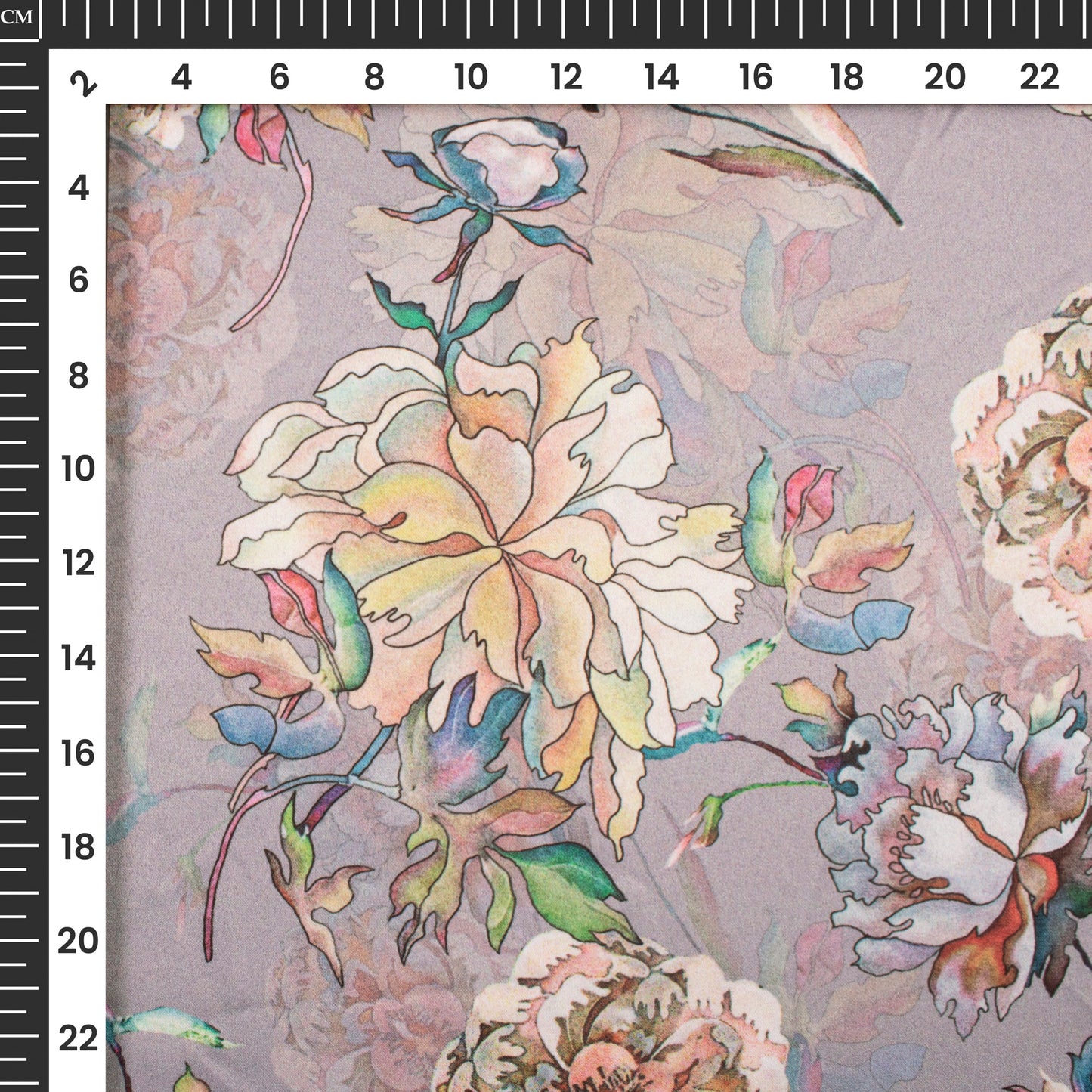 Fanciable Floral Digital Print Charmeuse Satin Fabric (Width 58 Inches)