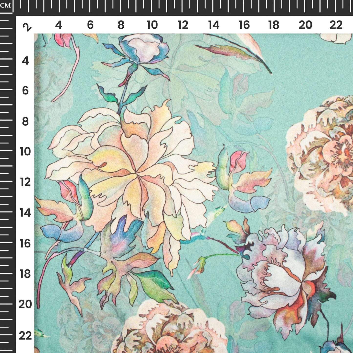 Graceful Floral Digital Print Charmeuse Satin Fabric (Width 58 Inches)