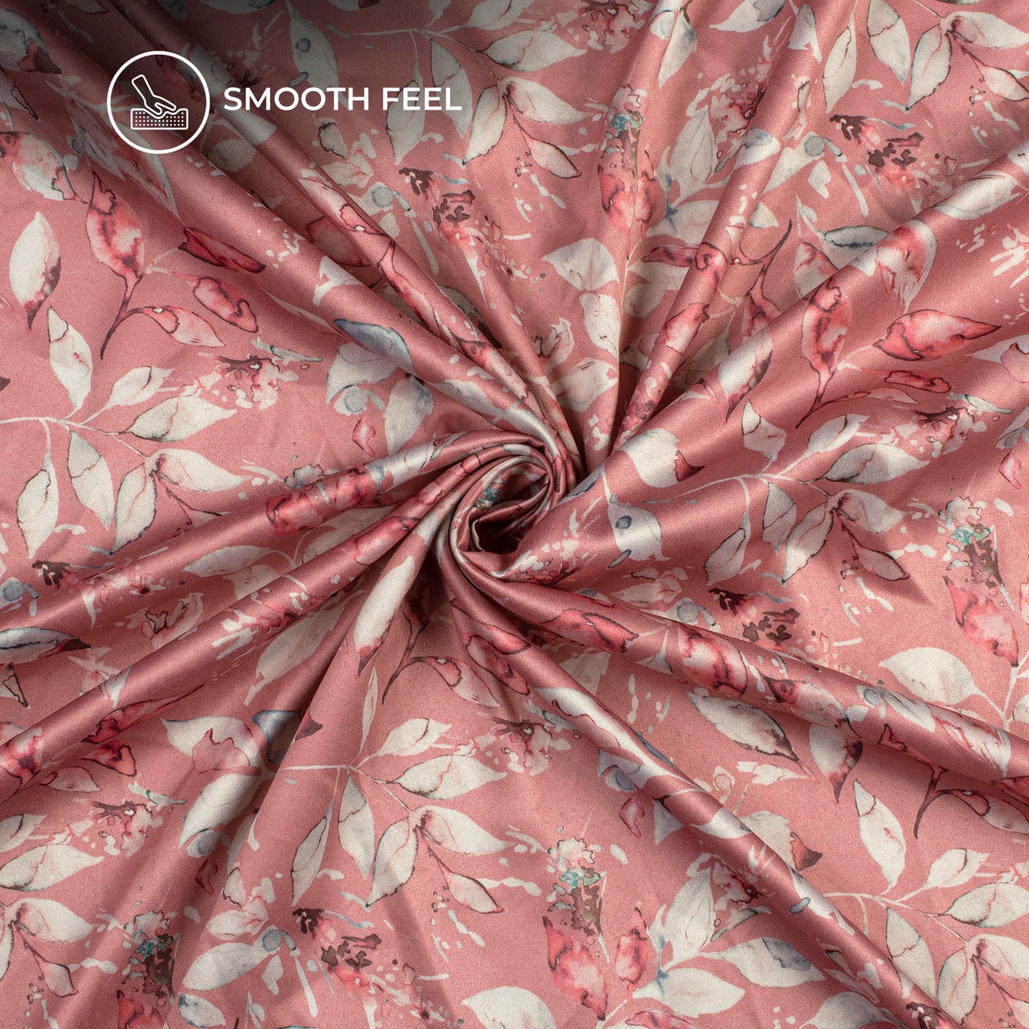 Trendy Leafage Digital Print Charmeuse Satin Fabric (Width 58 Inches)
