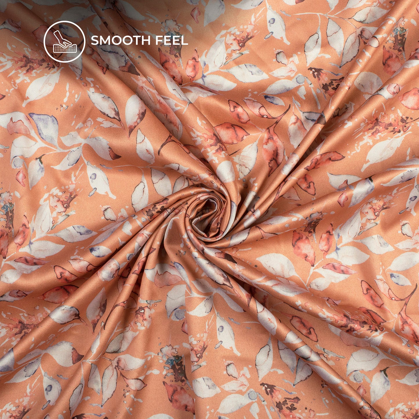 Lovely Leafage Digital Print Charmeuse Satin Fabric (Width 58 Inches)